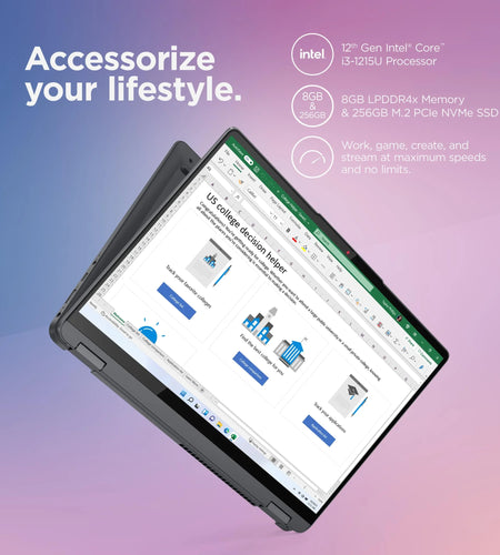 Ideapad Flex 5 14" WUXGA Multi-Touch, Intel Core I3-1215U, 8GB RAM, Intel UHD Graphics, 256GB SSD, Win 11 Home in S Mode, Storm Grey, 82R7003WUS