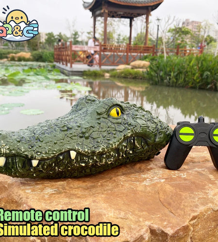 RC Boat Simulation Crocodile Head 2.4G Remote Control Joke Alligator Decoy Electric Toys Summer Water Spoof Robot Toys Gift