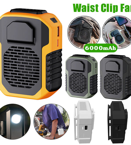 Portable Waist Clip Fan USB Rechargeable Hanging Cooling Neck Fan Power Bank Fan