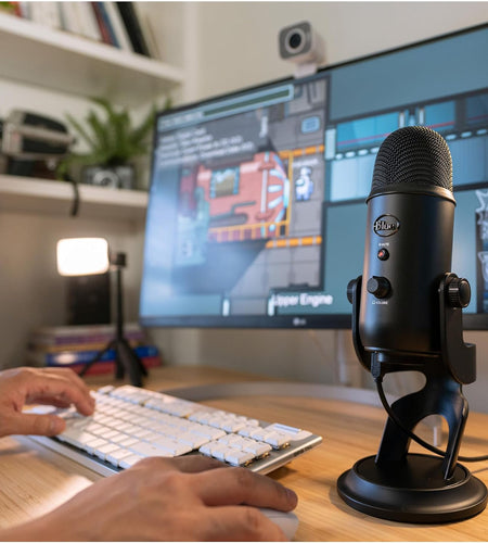 Yeti USB Microphone (Blackout) Bundle with Knox Gear Headphones and Pop Filter (3 Items)