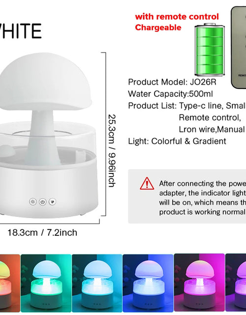 Load image into Gallery viewer, Mushroom Cloud Rain Humidifier Relaxing Raindrop Aromatherapy Machine Ultrasonic Atomization Humidification Colorful Night Light
