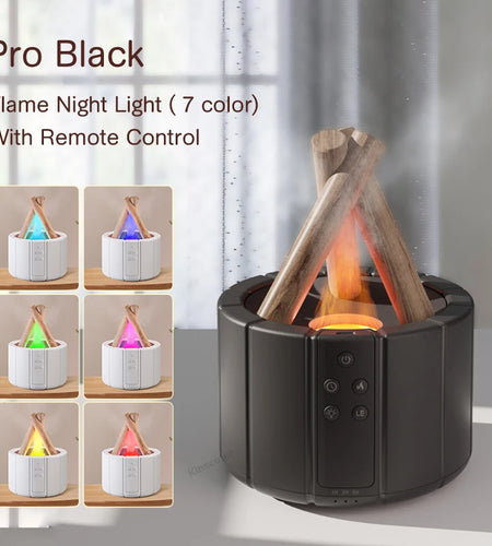 Simulated Flame Aroma Diffuser Bonfire Air Humidifier Ultrasonic Cool Mist Maker Fogger LED Essential Oil Lamp Difusor