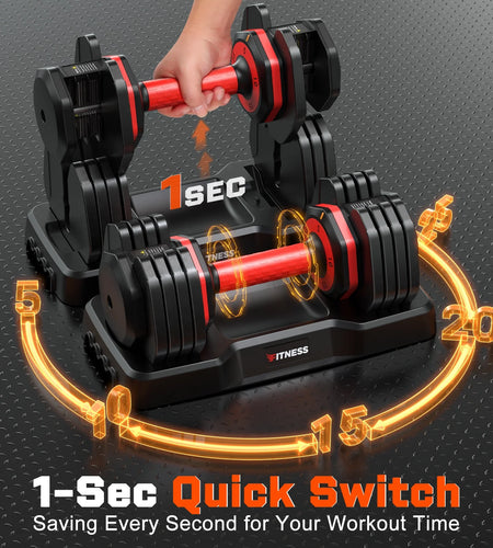 50Lb(25Lb*2) 5 in 1 Adjustable Dumbbells 25LB Set of 2 Adjustable Free Weights Plates and Rack - Hand Weights for Women and Men - Adjust Weight for Home Gym Full Body Workout Fitness