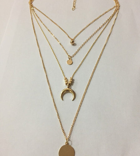 Fashionable Personality New Multi-Layer Moon Disc Pendant