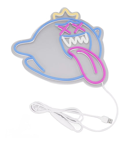 Ghost Neon Sign USB Wall Mounted Dimmable Easy to Install Halloween LED Ghost Neon Light for Game Room Party Bar Decor