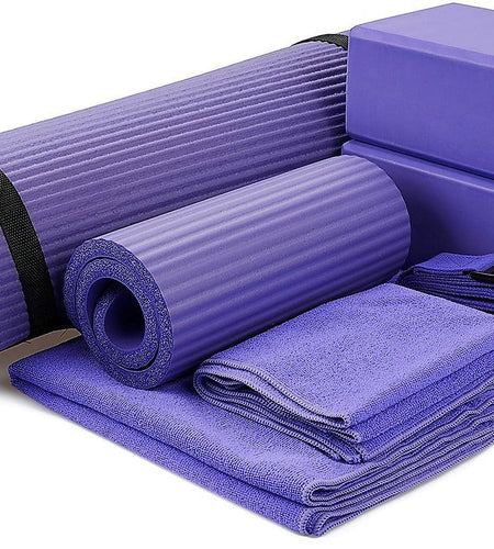 Go Yoga 7-Piece Set - Include Yoga Mat with Carrying Strap, 2 Yoga Blocks, Yoga Mat Towel, Yoga Hand Towel, Yoga Strap and Yoga Knee Pad