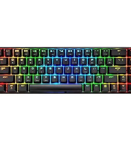 Mechanical Gaming Keyboard 18 Chroma RGB Backlit Keyboard with Type C Blue Switches 68 Keys Anti-Ghosting Wired Gaming Keyboard for Pc/Mac Gamer, Typist, Tactile(Black RGB)