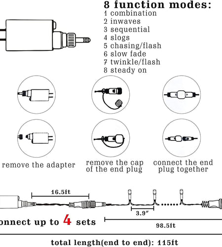 Halloween 300 LED String Lights, 100FT Connectable String Lights with 8 Lighting Modes, Halloween Decorations for Party Carnival Supplies, Indoor Outdoor Yard Garden Decor (Purple)