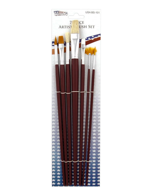 Load image into Gallery viewer, US Art Supply 12Pc Long Handle Nylon Hair, Bristle Art Paint Brush Variety Set
