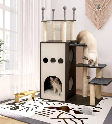 Tavion 51.2" Wood Cat Trees,Cat Tower,Cat Trees for Large Cats