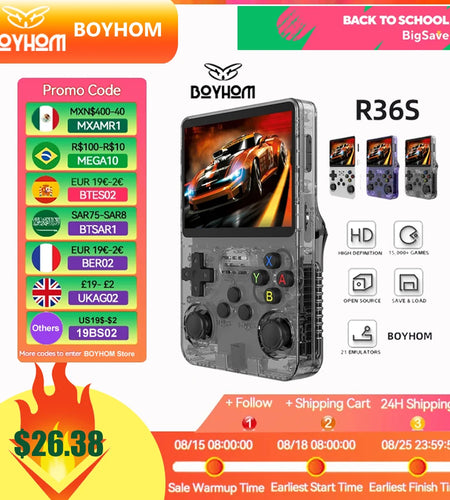 R36S Retro Handheld Video Game Console Linux System 3.5 Inch IPS Screen R35S Pro Portable Pocket Video Player 64GB Games