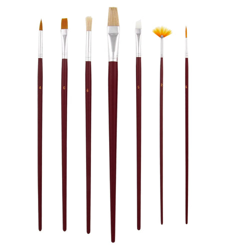 US Art Supply 12Pc Long Handle Nylon Hair, Bristle Art Paint Brush Variety Set