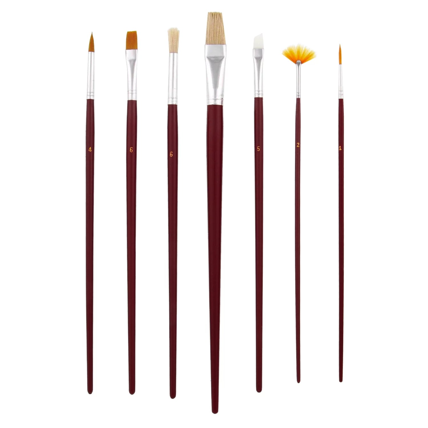 US Art Supply 12Pc Long Handle Nylon Hair, Bristle Art Paint Brush Variety Set