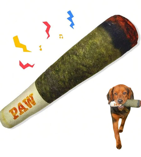 Funny Interactive Dog Toys - Cigar Design Plush Squeaky Pet Toys Grinding Teeth Creative Chew Toy for Small Medium Dog