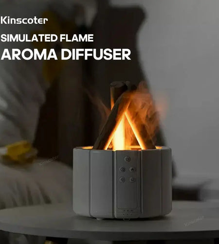 Simulated Flame Aroma Diffuser Bonfire Air Humidifier Ultrasonic Cool Mist Maker Fogger LED Essential Oil Lamp Difusor