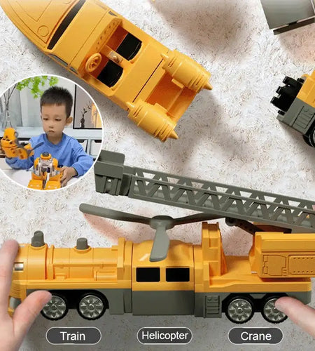 Magnetic Transform Engineering Car Assembled Toys DIY Kids Assembly Engineering Vehicle Detachable Assembly Robot Collection Toy